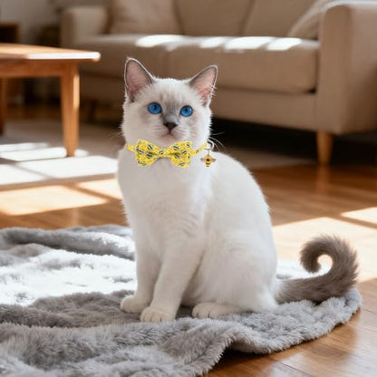 Breakaway Cat Collar with Removable Bow Tie and Bell, Cute Multi-Style Patterns, 3 Pack Safety Buckle Kitten Collars, Adjustable Pet Collar for Cats Puppy (Style B - Nature) - color: Style B - Nature