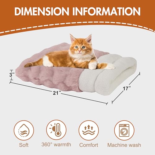 4 in 1 Self Warming Burrow Cat Bed, Pet Hideway Sleeping Cuddle Cave (Pink) - color: Pink