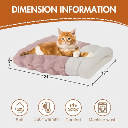 4 in 1 Self Warming Burrow Cat Bed, Pet Hideway Sleeping Cuddle Cave (Pink) - color: Pink