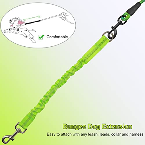 Bungee Dog Leash Extension, 18”Dog Shock Absorber Extender, Works with Any Leash for Walking, Jogging, Training, Playing (Green) - color: Green
