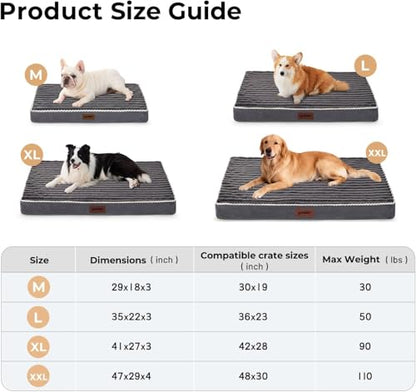 ZOMISIA XXL Dog Bed for Crate - Extra Large Orthopedic Pet Beds with Removable Machine Washable Cover, Egg Crate Foam Puppy Pad, Suitable for Pet Up to 100 lbs, 47"x29" - size: 47.0"L x 29.0"W x 4.0"Th