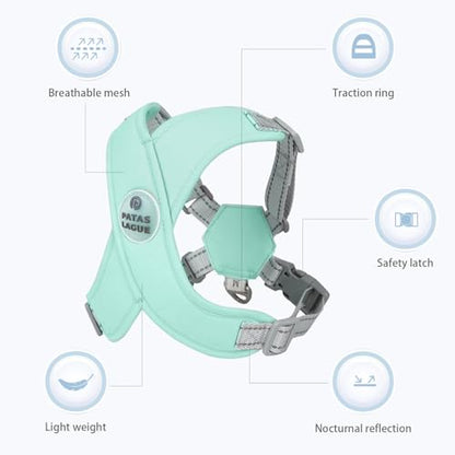 Dog Harness with Leash Set Adjustable Soft Padded Step-in Dog Vest No Choke No Pull Reflective for Small Medium Pets with Poop Bags and Dispenser, Solid and No-chew, Green S - color: Green, size: S (Neck 18.1-21.2'' Chest 21.2-25.2'')