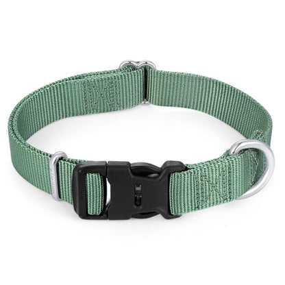Mikivery Nylon Dog Collar with Quick Release Buckle Soft Adjustable Sturdy for Small Medium Large Dogs Emerald,L - color: Emerald, size: L：17.5"-25.5"