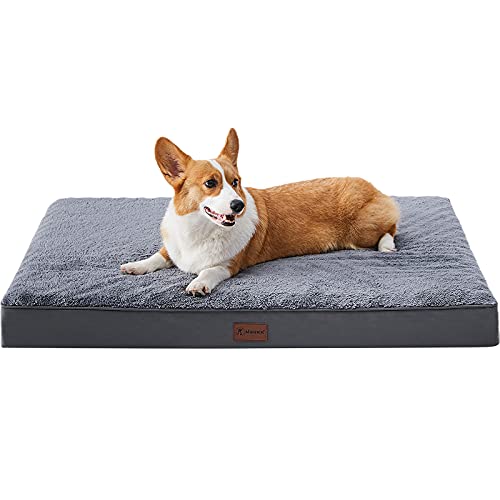 Waterproof Dog Beds for Small Dogs Orthopedic Dog Beds for Crate with Removable Washable Cover Egg-Crate Foam Pet Pad Mat with Anti-Slip Bottom, 29x18 Inch, Grey - color: Grey, size: 29"L x 18"W x 3"H