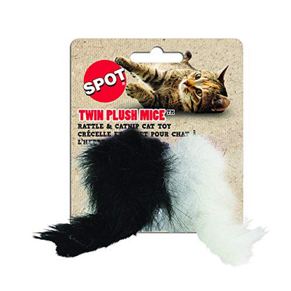 SPOT Twin Plush Mice Cat Toy- Rattle and Catnip Toy for Indoor Cats and Kittens - Classic Toy for Batting and Chasing Around - Fun Entertainment for Hours - 4.5in, 2pcs - size: 4.5 in