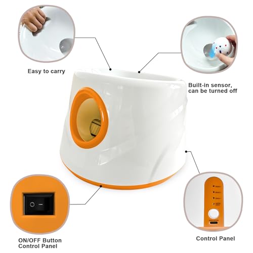 Automatic Ball Launcher for Dogs with 6pcs 2.3 Inch Etpu Tennis Balls,Thrower Distance 20-45ft,interacive Dog Toys for Indoor/Outdoor for Small Or Medium Dogs (White) (Orange)