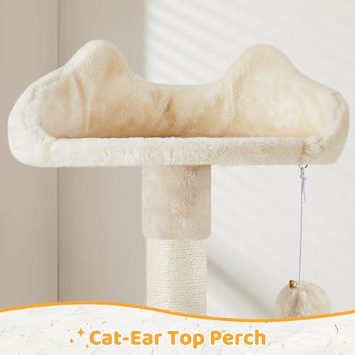 Yaheetech Cat Tree, 54in Tall Cat Tower for Indoor Cats with Extended Platform & Basket, Spacious Cat Condo, Funny Hammock, Scratching Posts and Ladder, Beige - color: Beige