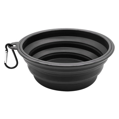 Collapsible Dog Bowls with Bottle Carrier, 1 Pack Travel Dog Water Bowl Upgraded Carabiner, One-Piece Molded Rim No Fall Off or Crack, Foldable Silicone Portable for Pets Walking Hiking 12oz,(Black) - color: Black