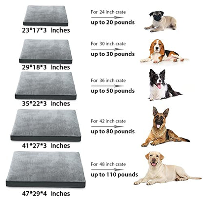 Dog Crate Bed Waterproof Deluxe Plush Dog Beds with Removable Washable Cover Anti-Slip Bottom Pet Sleeping Mattress for Large, Medium, Jumbo, Small Dogs, 29 x 18 inch, Gray - color: Grey, size: 29.0"L x 18.0"W x 3.0"Th