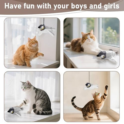 Cat Toys Flapping Birds with Catnip Bags, Rechargeable Interactive Exercise Kitten Toy Kicker Indoor, Lifelike Birdie Tweets, Enrichment Moving Wings Cat Exercise Chirping Toys for All Breeds Cat Dog - color: A2