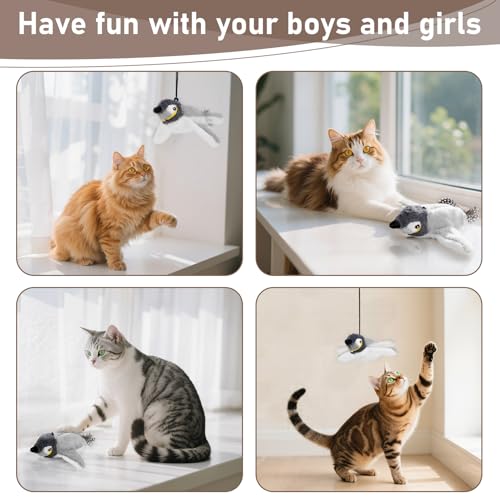 Cat Toys Flapping Birds with Catnip Bags, Rechargeable Interactive Exercise Kitten Toy Kicker Indoor, Lifelike Birdie Tweets, Enrichment Moving Wings Cat Exercise Chirping Toys for All Breeds Cat Dog - color: A2