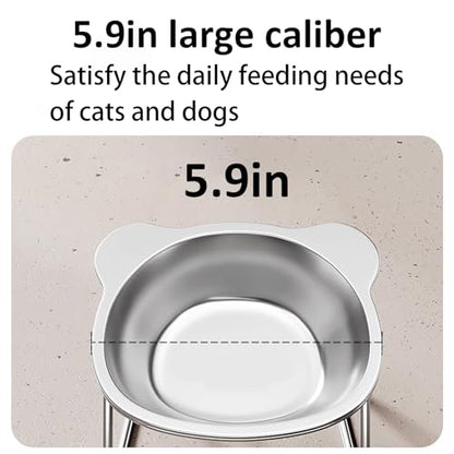 Stainless Elevated cat Bowls 5.9 Inch with Metal Stand Slip Resistant Base 15 Degrees Tilted Raised Pet Dishes Double Bowl Design Food and Water Dish for Cats Kitten Small Dog (2 Pack Raised Bowls) - color: 2 pack raised bowls