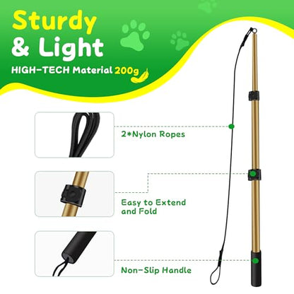 Flirt Pole for Dogs, Interactive Dog Toys Extendable Teaser Wand with Lure Chewing Toys, Chase and Tug of War for Small Medium Large Dogs Training Playing Exercise - size: 40.5Inch Pole-Gold