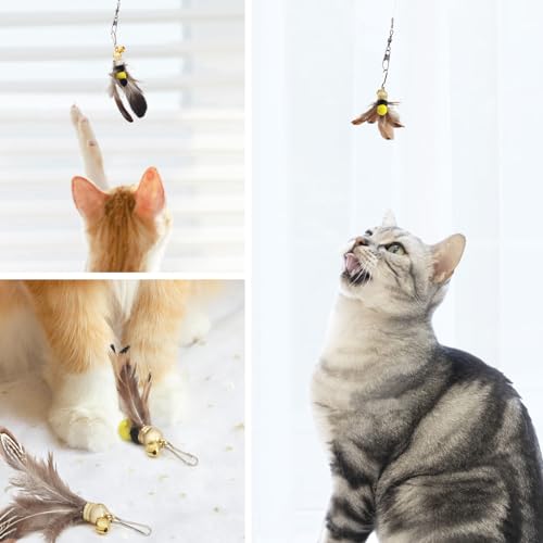 Cat Toy Wand Replacement - 8 Pieces Insect Cat Toys, Cat Feather Toy Refills, Cat Teaser Wand Attachments, Interactive Cat Toys for Indoor Cats - size: Insect