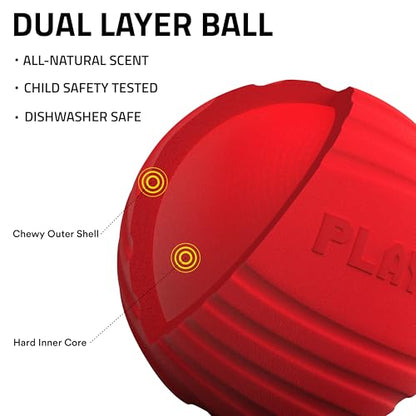 Playology Dog Toys | Dual Layer Ball Durable Chew Toy for Tough Chewers | Beef Scented Jumbo Dog Ball | Chew Toys for Large Dogs - size: Jumbo, style: Beef