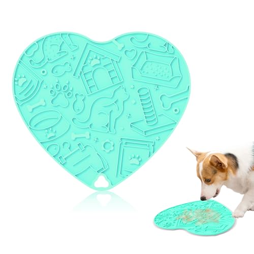 Cat & Dog Slow Feeder Puzzle Toy — Interactive Cat Puzzle Feeder Bowl, Dog Puzzle Feeder, Dog Lick Mat, Mental Stimulation Toy for Indoor Cats & Dogs, Anti-Gulp, Fun & Durable Heart Shape(Mint) - color: Mint