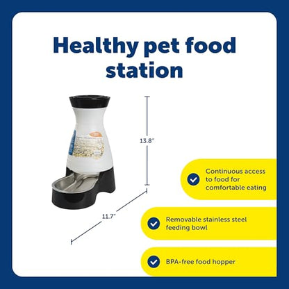PetSafe Healthy Pet Food Station - Medium, 4 lb Kibble Capacity - Gravity Pet Feeder Dry Food Dispenser, Automatic Cat Feeder, Small to Medium Dog Feeder - Removable Stainless Steel Bowl Included - size: Medium
