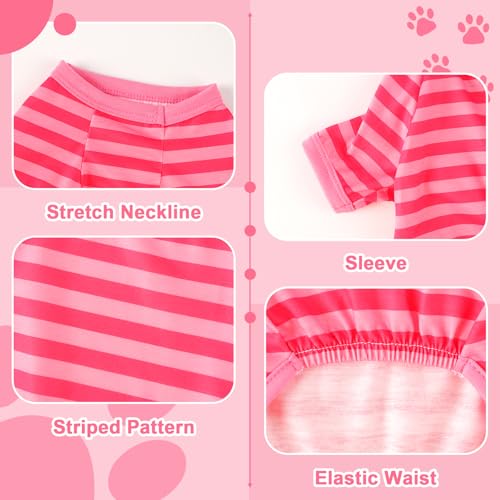 Dog Pajamas, Stretchy Puppy Jammies Onesie, Comfy Doggie Striped Pjs, Lightweight Soft Puppy Outfit, Dogs Clothes for Small Size Girl Boy(Pink,XS) - color: Pink, size: X-Small (Chest 12.2 in)