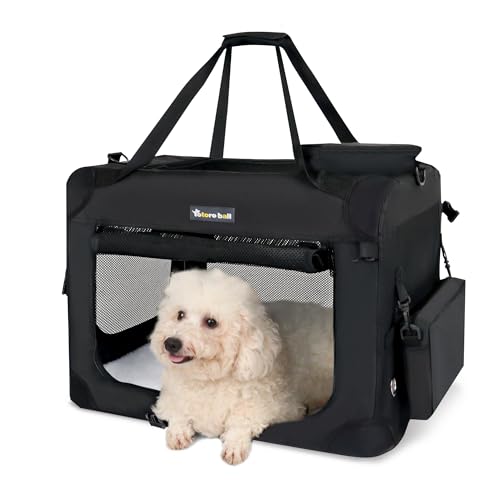 Extra Large Cat Carrier for 2 Cats Collapsible Soft Pet XL Crate for Large/Medium Cats 20lbs Car Travel Portable Bag with Water Bottle Slot For Long Trips (Black, 24.0"L x 16.5"W x 16.5"H) - color: Black, size: 24.0"L x 16.5"W x 16.5"H