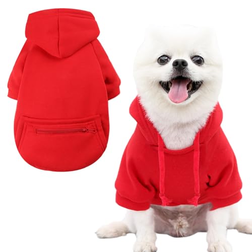 Jecikelon Pet Dog Cold Weather Coat with Pocket Winter Dog Hoodie Warm Puppy Clothes for Small Dogs Chihuahua Clothing (X-Small, Y02-Red) - color: Y02-Red, size: X-Small
