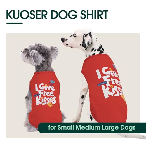 Kuoser Dog Shirt, Printed Dogs T-Shirt Soft Breathable Dog Shirts, Cute Doggy Sweatshirt for Small Medium Large Girls Boys, Pet Funny Clothes Tank Top Sleeveless Dogs Vest, Red L - color: Red, size: Large (Chest: 21.65")