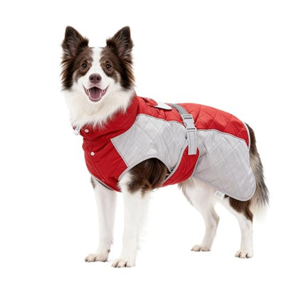 Dog Coat Dogs Jacket Waterproof Reflective Adjustable Dog-Winter Coats for Small/Medium/Large Dogs Dachshund Coat-(Red, XX-Large) - color: Red, size: Xx-large(chest 31~35in)