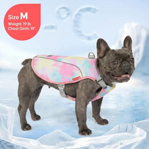 KYEESE Dog Cooling Vest Lightweight Jacket Cooling Vest for Dogs Adjustable Straps Summer with D Ring Breathable Dog Jacket Pet Cooling Vest UV Protection Reflective Stripe Pet T Shirt,Pink,XL - color: Pink, size: X-Large (28-40lbs)