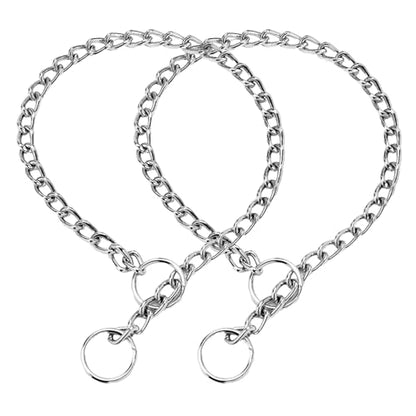 Silver Dog Choke Collars,2-Pack Metal Slip Link Martingale Collar Training Heavy Duty Dog Choker Collar Boys Girls Puppy Collars for XXS XS Small Medium Large Big Breed,XS - color: 2 Pack Silver, size: XS(Neck Max 12inch)D2.0mm