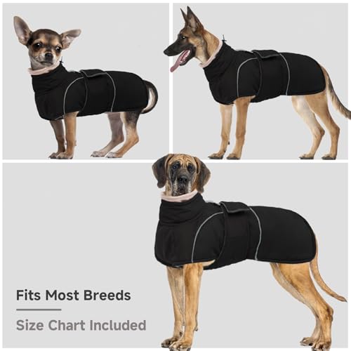 Dog Winter Coat for Small to Large Dogs(XS-XXXL)– Waterproof Windproof Fleece Lined Jacket with Reflective Trim,Pet Vest with Adjustable Buckles, Machine Washable Black XS - color: Black, size: X-Small