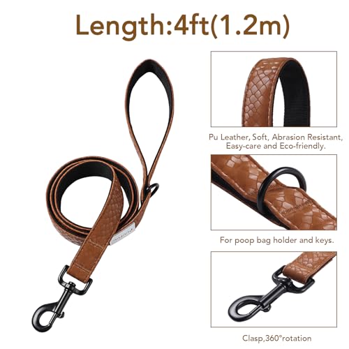 Soft Leather 4ft Dog Collar and Leash Set,Stylish 4ft PU Leather Dog Training Leash, Adjustable Durable Pet Collars with Quick Release Buckle for Large Dogs,Medium Dogs,Terracotta (terracotta, 4 feet) - color: terracotta