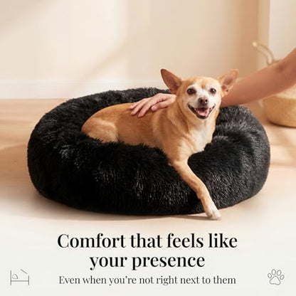 nononfish Puppy Beds for Small Dogs Washable 19" Black Calming and Anxiety Pet Beds Fluffy and Plush Durable Small Dog Bed - color: Black, size: 19 inches