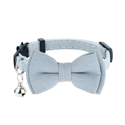 Breakaway Cat Collar, Removable Bowtie, Clear Bell, Safe Release, Quick Release.(Solid Blue) - color: Solid Blue
