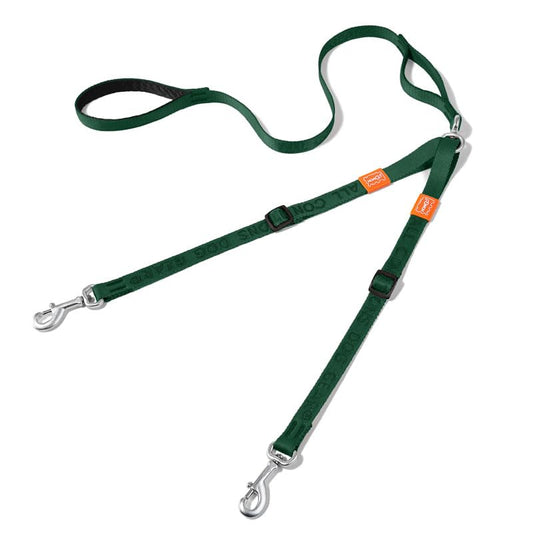 Double Dog Leash, No Tangle 360° Swivel, Adjustable Two Padded Handles, Double Clip Dog Leash Coupler Splitter Breeds (Green, 2/3'' x 4.8 FT, Ultralight) - color: Green, size: Pro S/M Handle