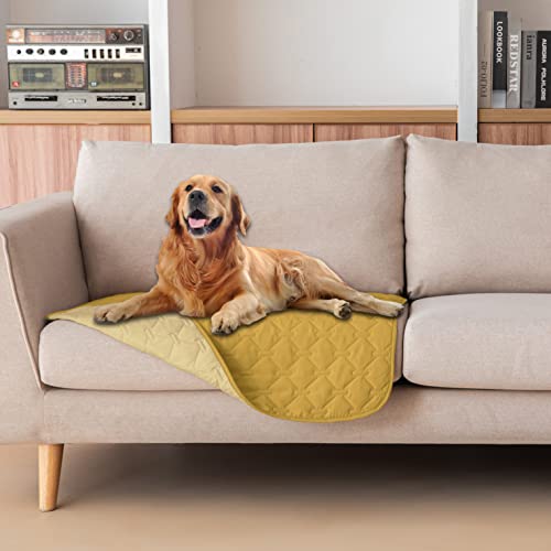 gogobunny 100% Double-Sided Waterproof Dog Bed Cover Pet Blanket Sofa Couch Furniture Protector for Puppy Large Dog Cat, Reversible (30x30 Inch (Pack of 1), Dark Yellow/Light Yellow) - color: Dark Yellow/Light Yellow, size: 30x30 Inch (Pack of 1)