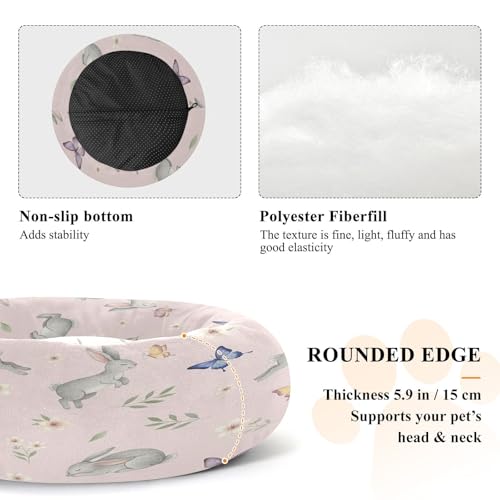 Round Cat Bed Dog Bed,13in Cute Rabbit Washable Non-Slip Bottom Soft Pet Bed for Small Medium Dogs and Cats - size: 13in