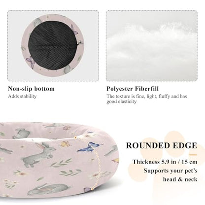 Round Cat Bed Dog Bed,15.7in Cute Rabbit Washable Non-Slip Bottom Soft Pet Bed for Small Medium Dogs and Cats - size: 15.7in