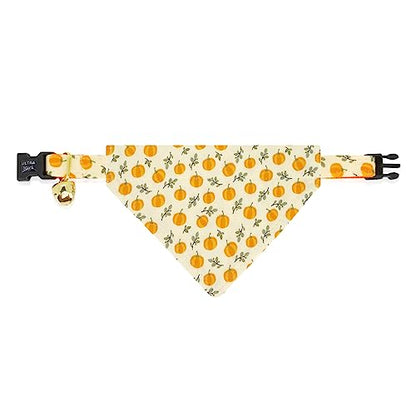 Ultra Joys Breakaway Cat Collar With Bells - For Boys & Girls, Kittens - With Bandana Pumpkin Small - color: Pumpkin-Bandana Collar, size: Small