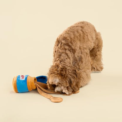CHEWFFON Interactive Dog Enrichment Toy, Cute Crinkle&Snuffle Puppy Toys, Hide & Seek Puzzles, Peanut Butter Jar Toys for Brain Stimulation, for All Dog Sizes - style: Peanut Butter