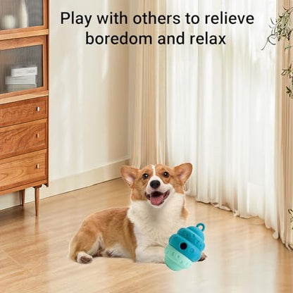 Dog Puzzle Toy Dispenser - Interactive Dog Toys for Large & Medium Breeds - Mental Stimulation Ball with Detachable Lid - Food-Grade Silicone Toy for Stress Reduction - color: blue