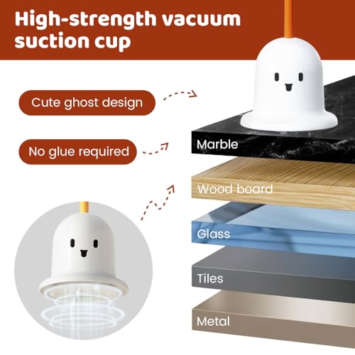 BDKMMS Cat Teaser Toy, Ghost Wand Teaser with Suction Base, Cats Interactive Toys with Bell for Indoor Cat, Sticks to Window Glass Tile - color: White