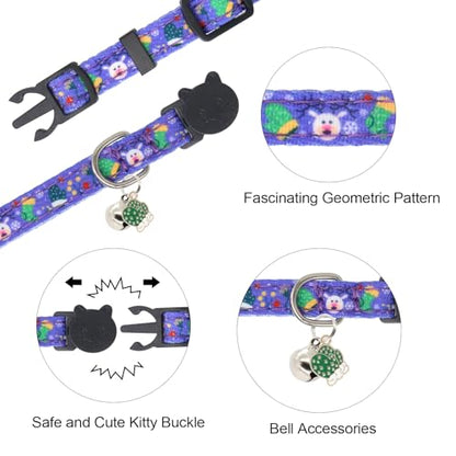 Christmas Cat Collar, Cotton 2 Pack Cat Collar with Bells, Breakaway Collars for Girl Boy Kittens, Santa - color: Santa