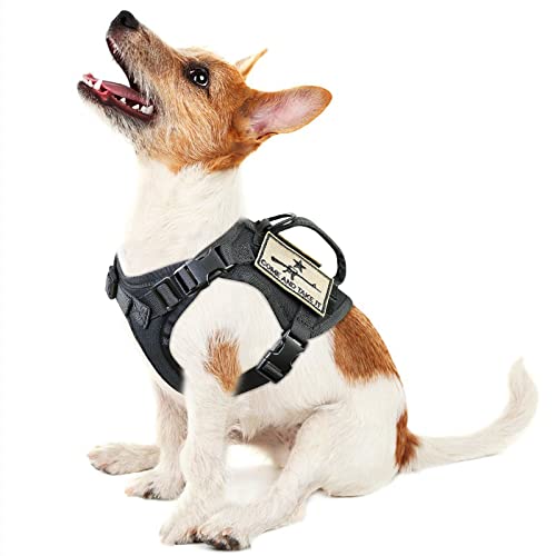 Tactical Puppy Vest Harness, Adjustable Military Vests for Small Dogs Outdoor Training Puppy Harnesses with Handle - color: Black