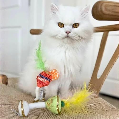 Haute Diggity Kitty Clicquot Champagne & Caviar + Kitty Cocktails Apawrol Spritz & Cattini Set, Plush Cat Toys Catnip Filled with Interactive Crackle Sound, Safe, Durable Toys for Cat & Kitten, 4 Pcs - style: Kitty Clicquot & Caviar + Apawrol Spritz & Cat