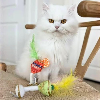 Haute Diggity Kitty Clicquot Champagne & Caviar + Kitty Cocktails Apawrol Spritz & Cattini Set, Plush Cat Toys Catnip Filled with Interactive Crackle Sound, Safe, Durable Toys for Cat & Kitten, 4 Pcs - style: Kitty Clicquot & Caviar + Apawrol Spritz & Cat