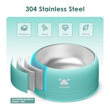 PAWGETHER® Stainless Steel Dog Bowls, Dog Food Water Bowl with Non-Slip Base Two-Piece Design Easy Clean Dishwasher Safe Mint Green 34oz + 12oz - color: Mint Green (34oz + 12oz)