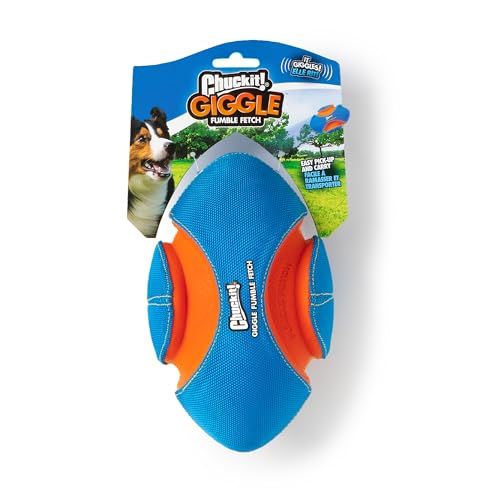 Chuckit! Giggle Fumble Fetch Ball Dog Toy (7.9 Inch Diameter) Giggle Sounds Dog Toy (No Batteries Required), for All Breeds - style: Giggle Fumble