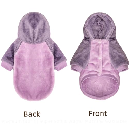 FabriCastle Dog Hoodie Sweater for Small Dogs Boy and Girl, Small Dog Clothes XS XXS Puppy Sweatshirt, Pet Outfit, Cat Clothing Super Soft Warm Snap On Closure (Lavender-Purple, X-Small) - color: Lavender-Purple, size: X-Small