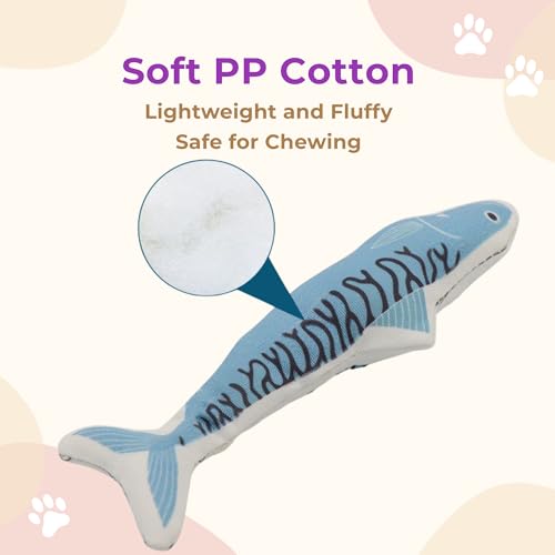 Cat Toys Fish 4-Pack, Durable Canvas Catnip Toys for Indoor Cats and Kittens, Interactive Kicker and Chew Toys, Soft Plush Cat Toys Set