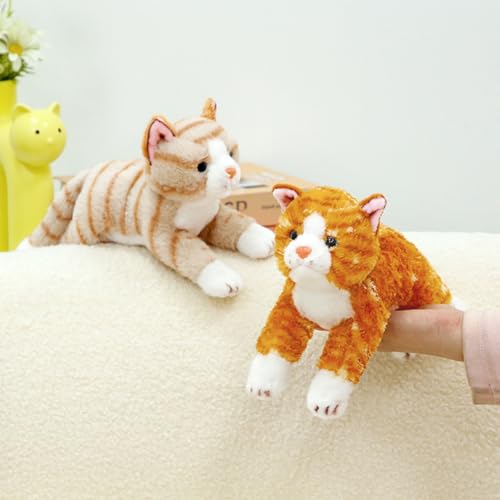PEACH CAT Striped Cat Stuffed Animal 9.8" Realistic Kitten Plushies Soft Plush Toys Gifts for Kids Yellow - style: 9.8“ Yellow Cat