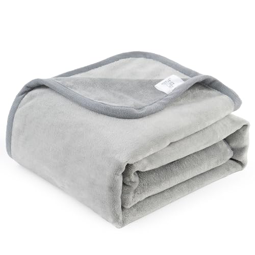 Waterproof Dog Blankets Light Grey, 30"x40" Cat Blanket for Indoor Cats, Soft Fluffy Sofa Car Bed Protector, Reversible Leakproof Flannel Puppy Blanket for Small Medium Dogs - color: Pure Light Grey, size: 30"x40"